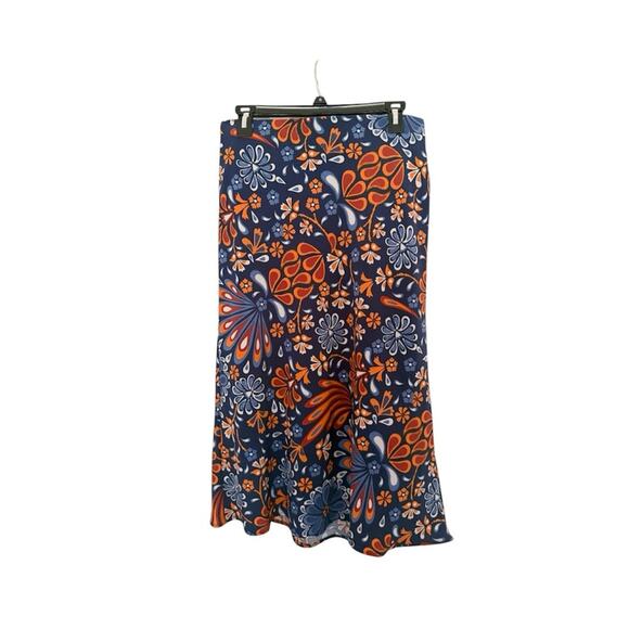 NWT Sigrid Olsen Flowers Floral Midi Skirt Orange Purple Funky Size Small - Picture 1 of 6
